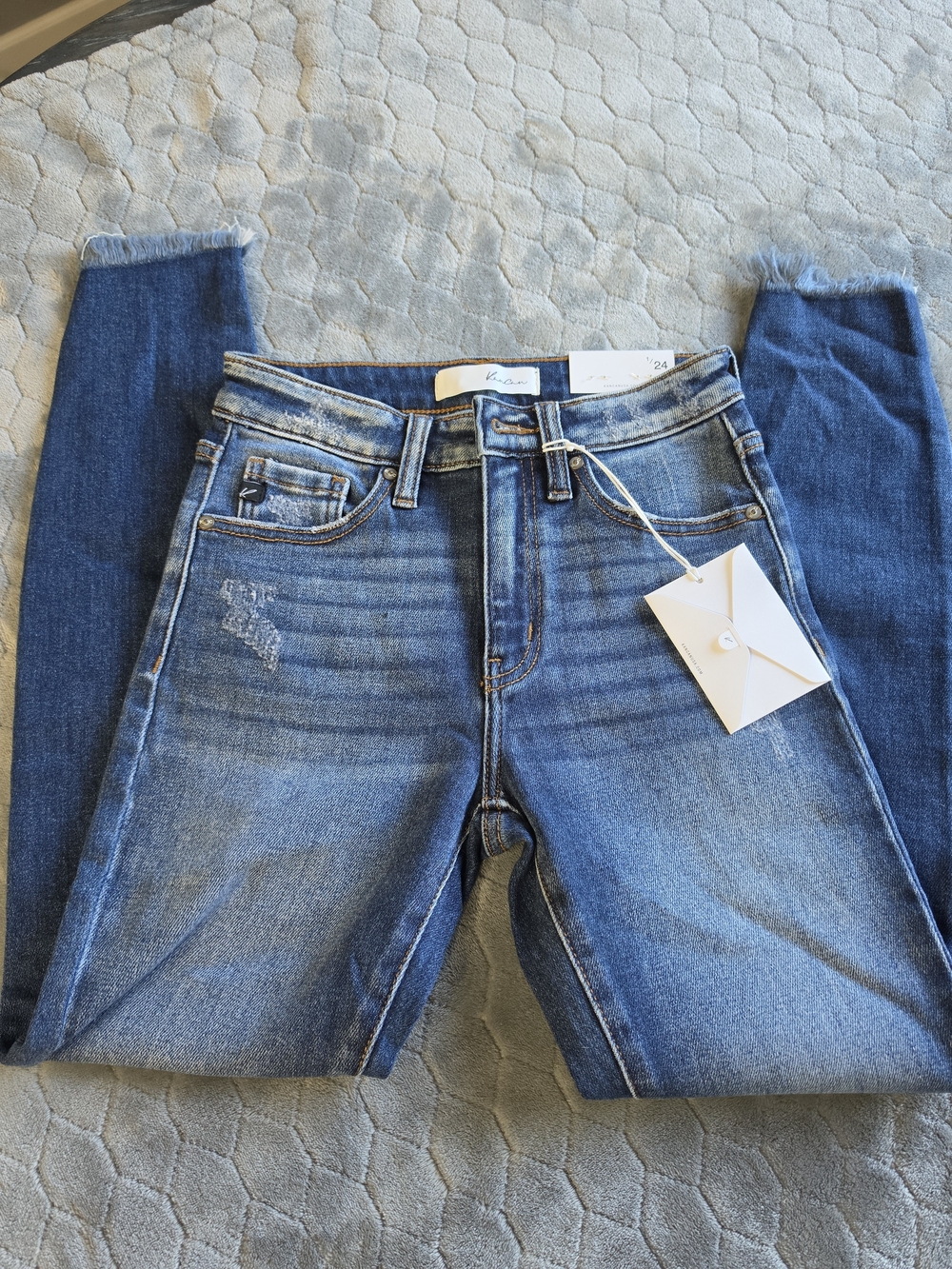 KanCan Blue High-Rise Skinny Jeans with Frayed Hem 1/24